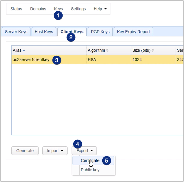 export client key certificate